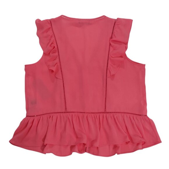 Tommy Hilfiger Womens Pink Ruffled Button-Up Sleeveless Top M Polyester. NWT - Picture 2 of 8